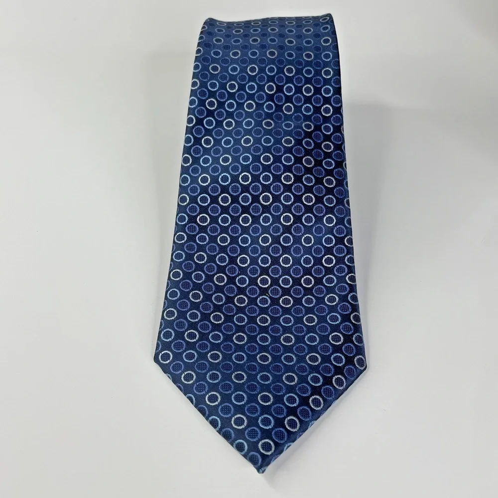 Cedar Wood‎ State Mens Tie Blue Circles Polka Dots Necktie 60